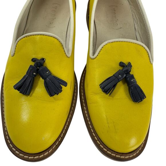 ( Verba ) Yellow Calf Leather Tassle Loafers women’s size EU 38 US 8 Italy - Picture 3 of 7